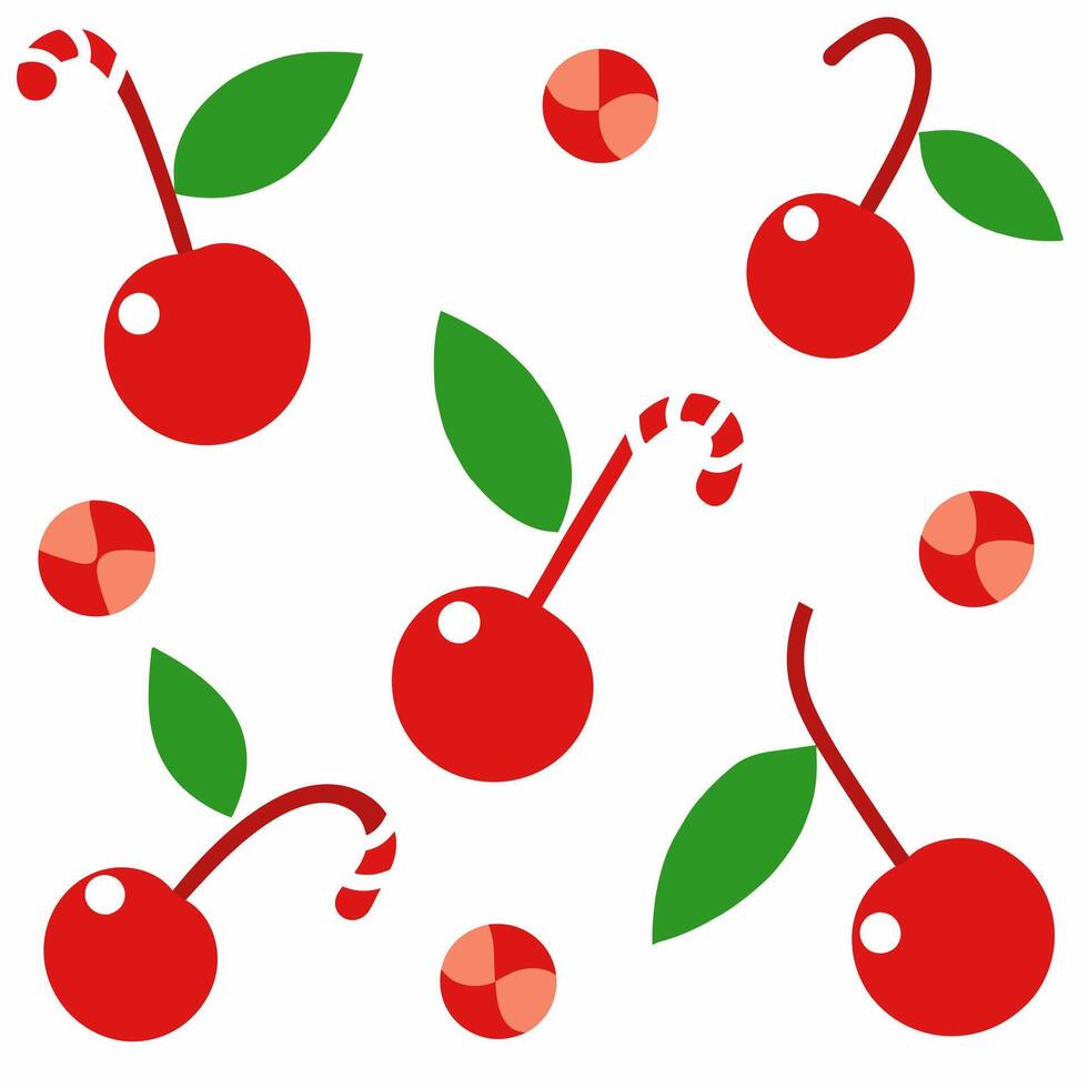 Cherries with candy cane Christmas design illustration vector