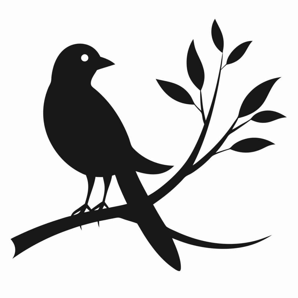 Bird in a tree silhouette illustration vector