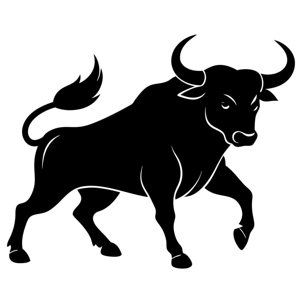 Angry Bull fighting game silhouette illustration vector
