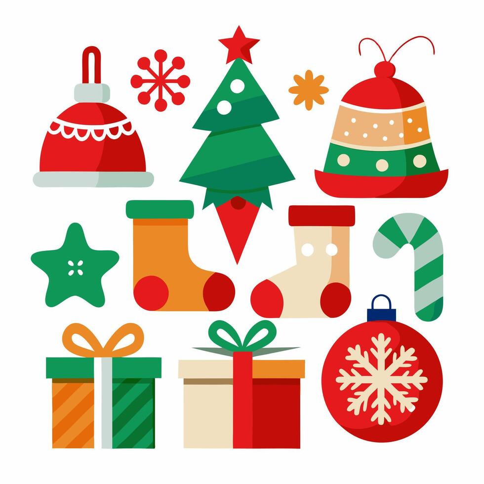Merry Christmas and happy new year seasonal elements illustration vector