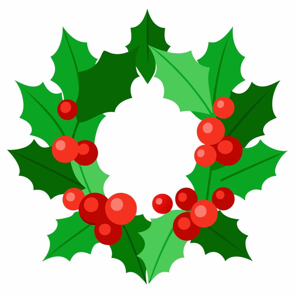 Holly branch with red berries Christmas symbol illustration vector