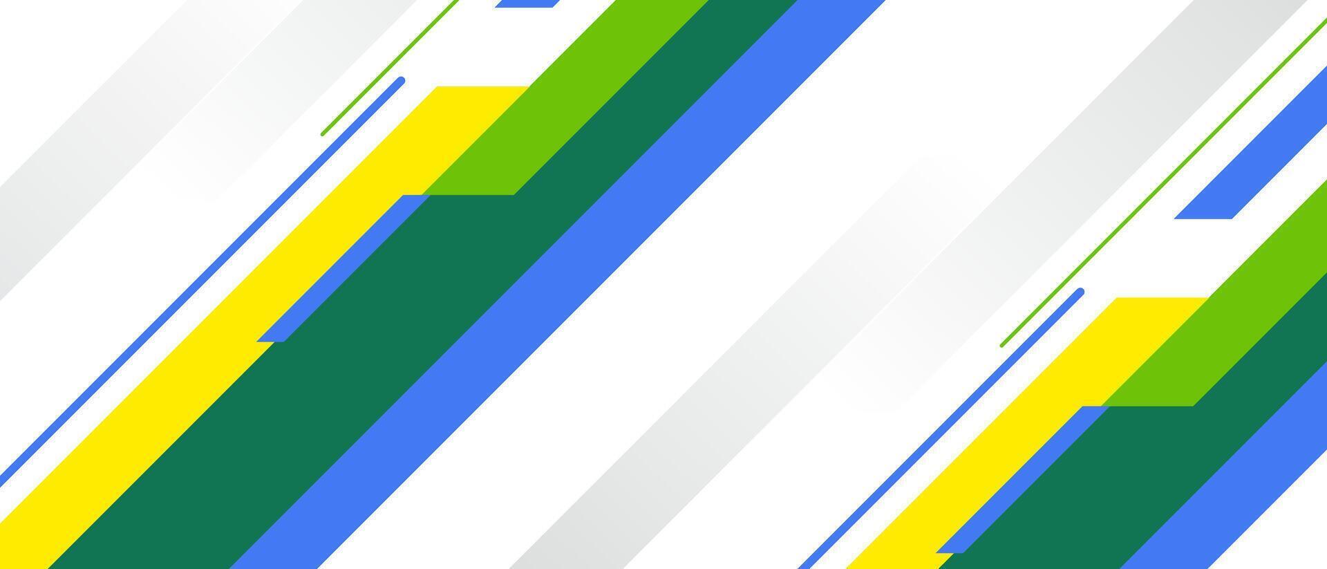 Dynamic abstract background featuring blue, yellow, and green diagonal stripes. Modern and vibrant design ideal for technology, business, and creative presentations. vector