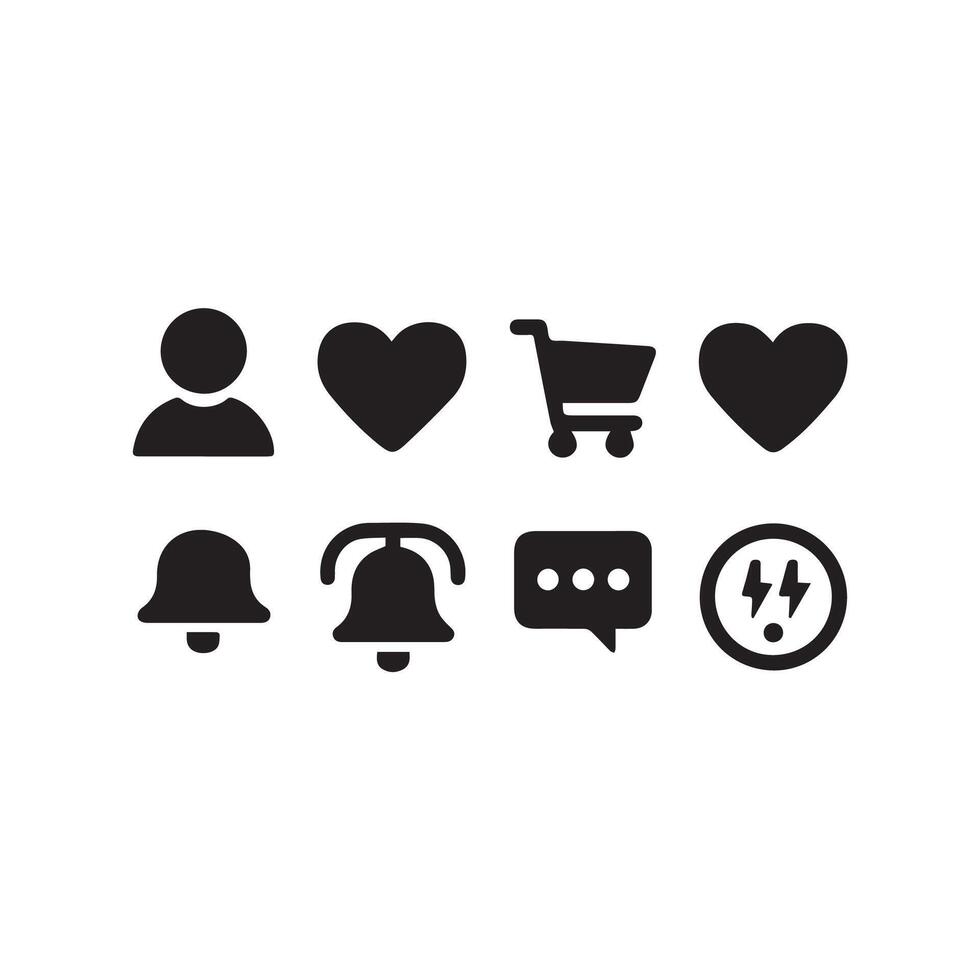 A silhouette image of a Black Filled Icons Set with a white background vector