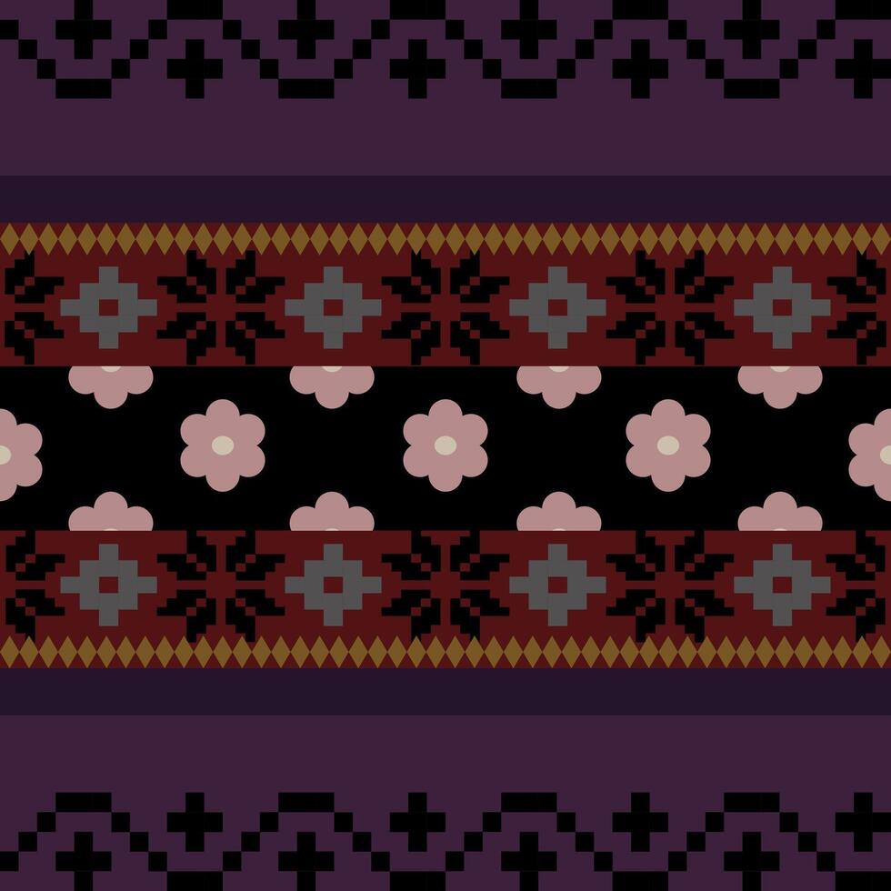 Geometric ethnic pattern embroidery design for background or wallpaper and clothing. vector