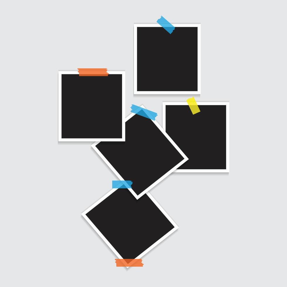 collage of picture frames with a flat layout vector