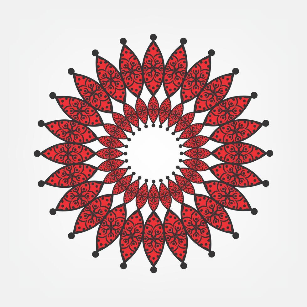 Red ethnic mandala on white background vector