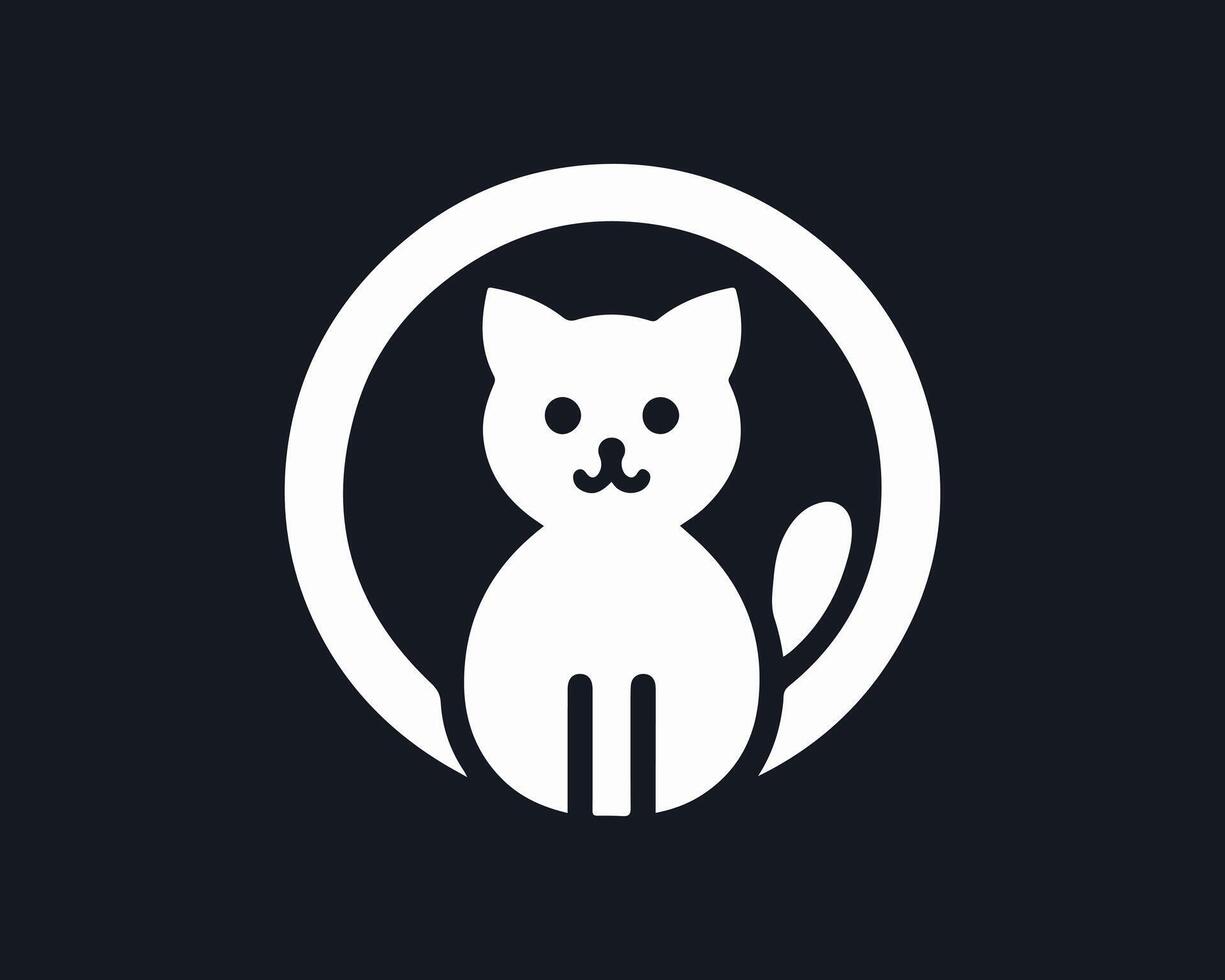 A cat logo on a black background vector