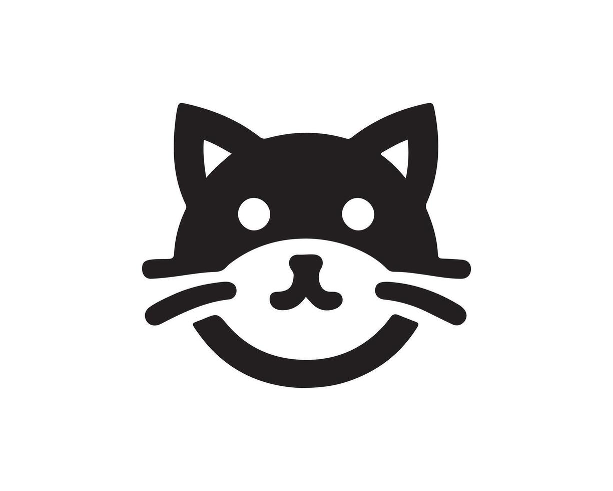 A black and white cat head icon on a white background vector