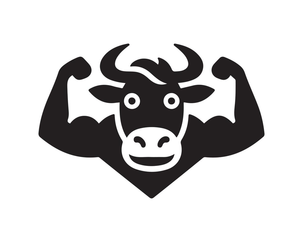 A black and white logo of a bull with a fist vector