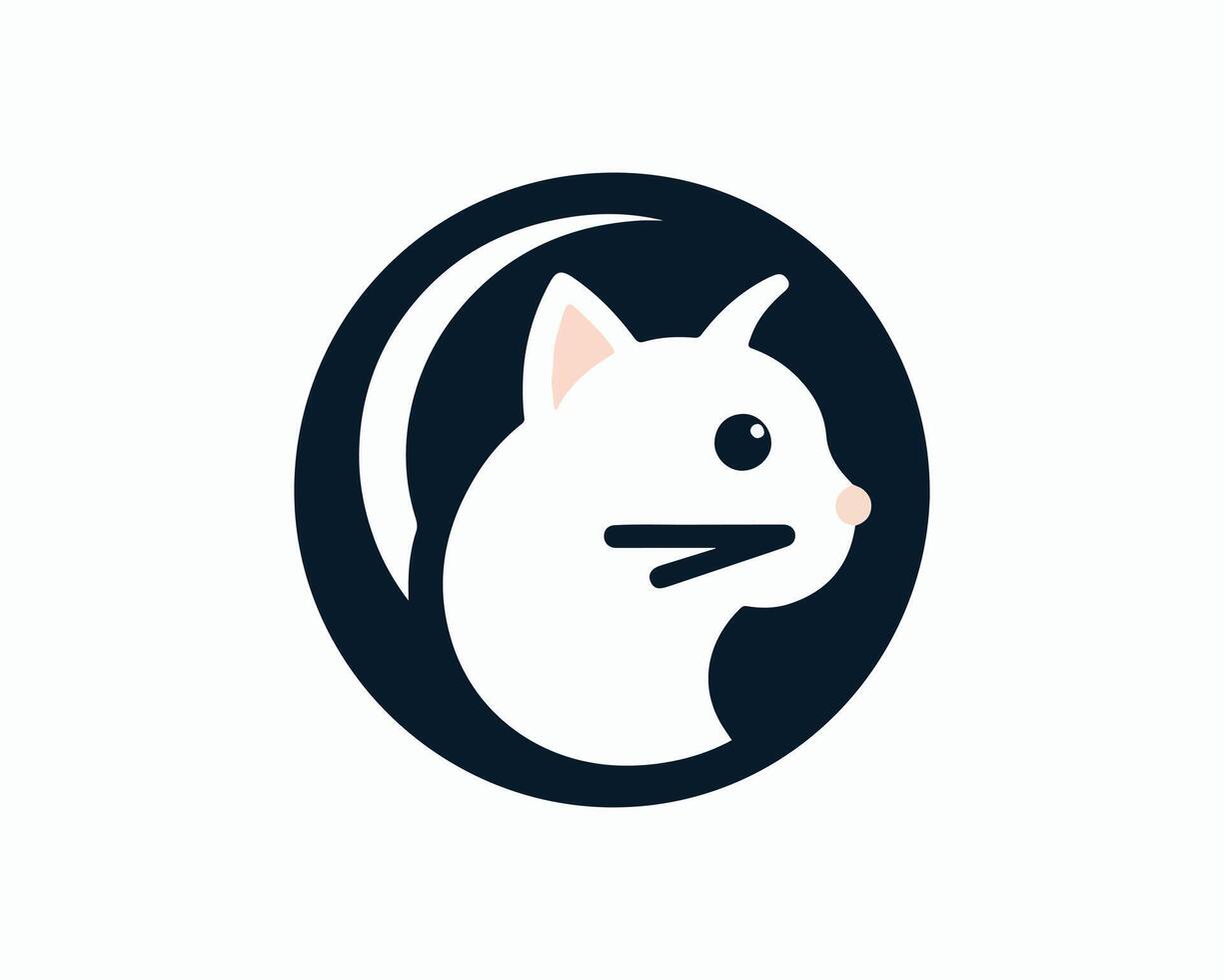 A cat logo with a moon in the background vector