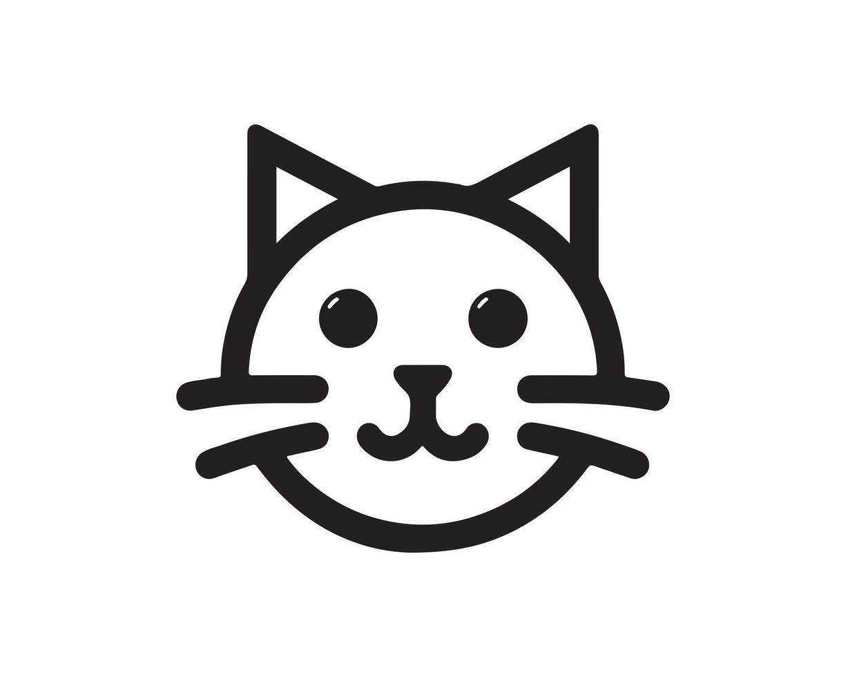 A black and white cat face icon vector