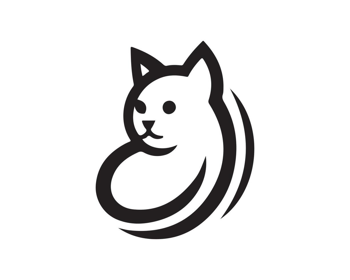 A black and white cat logo vector