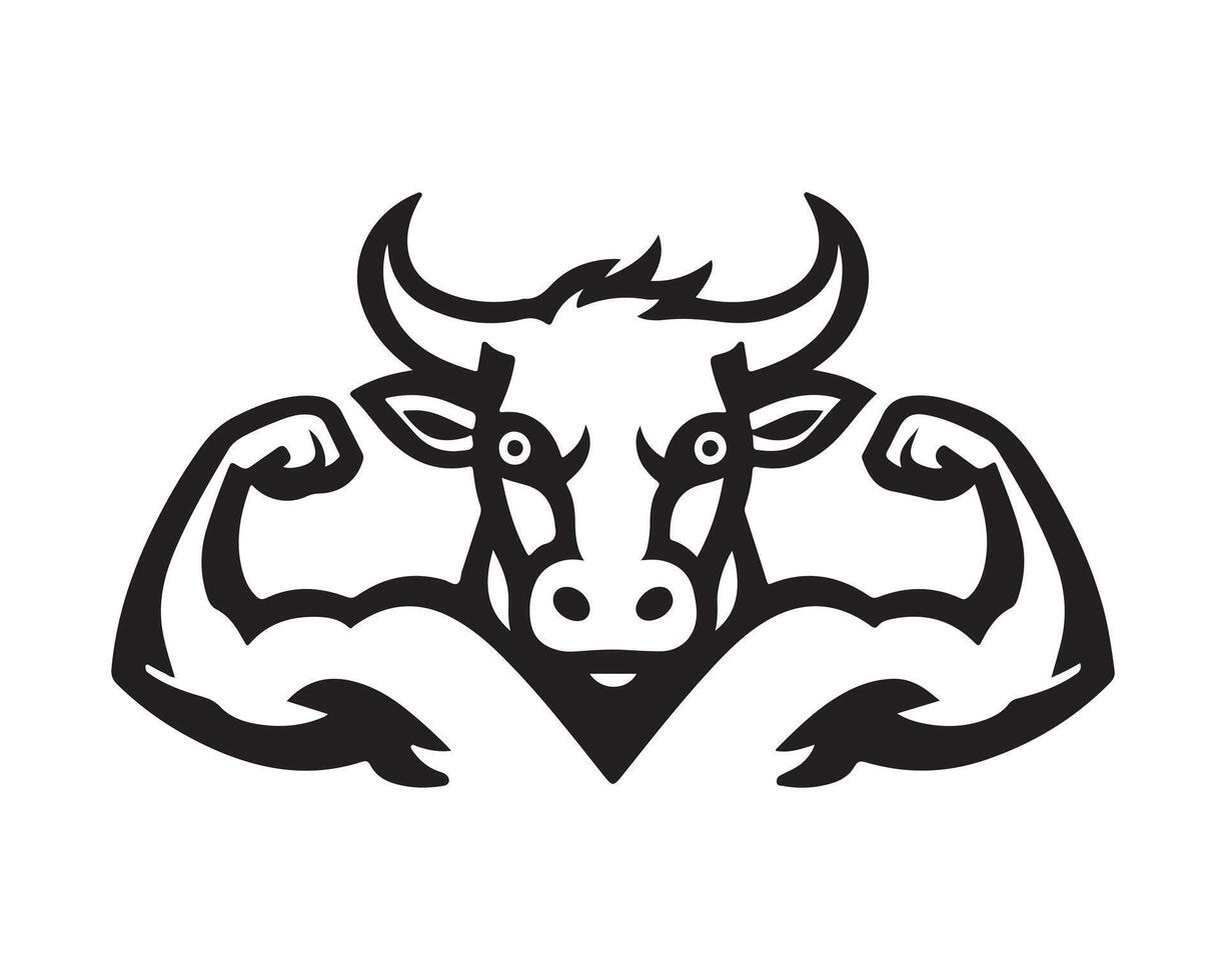 A bull is shown flexing his muscles vector