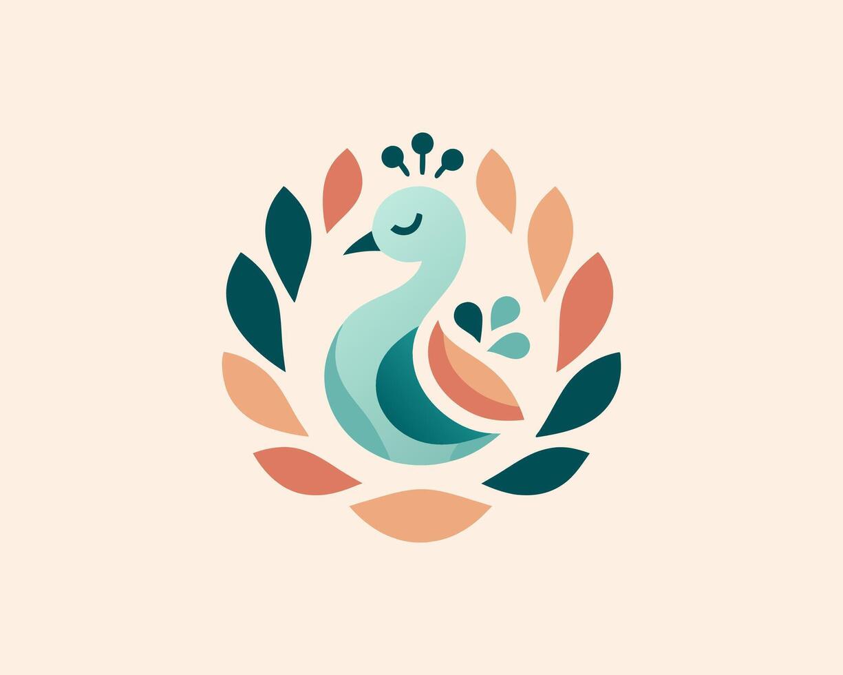 A colorful bird with leaves on it's head vector
