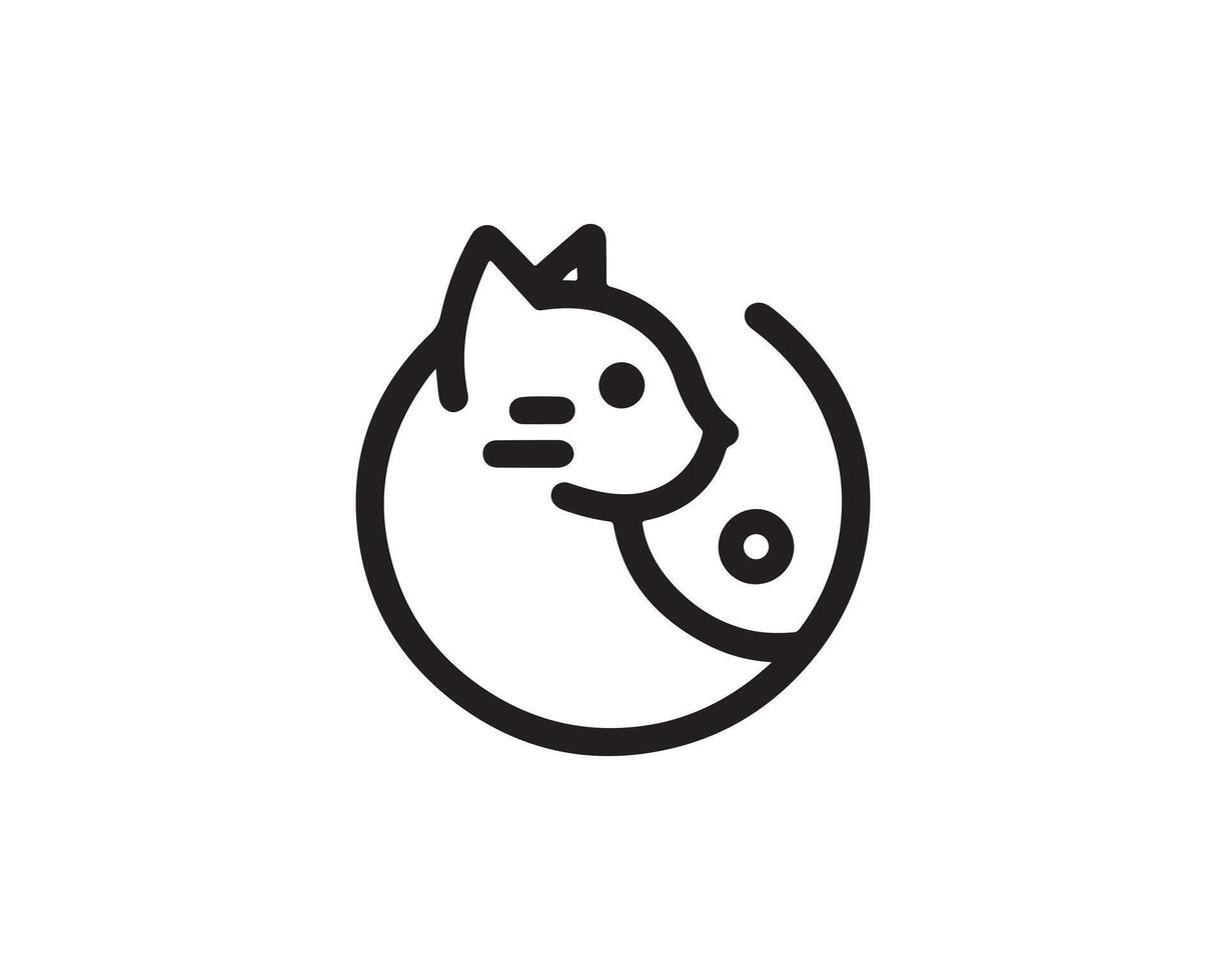 A black and white line drawing of a cat vector