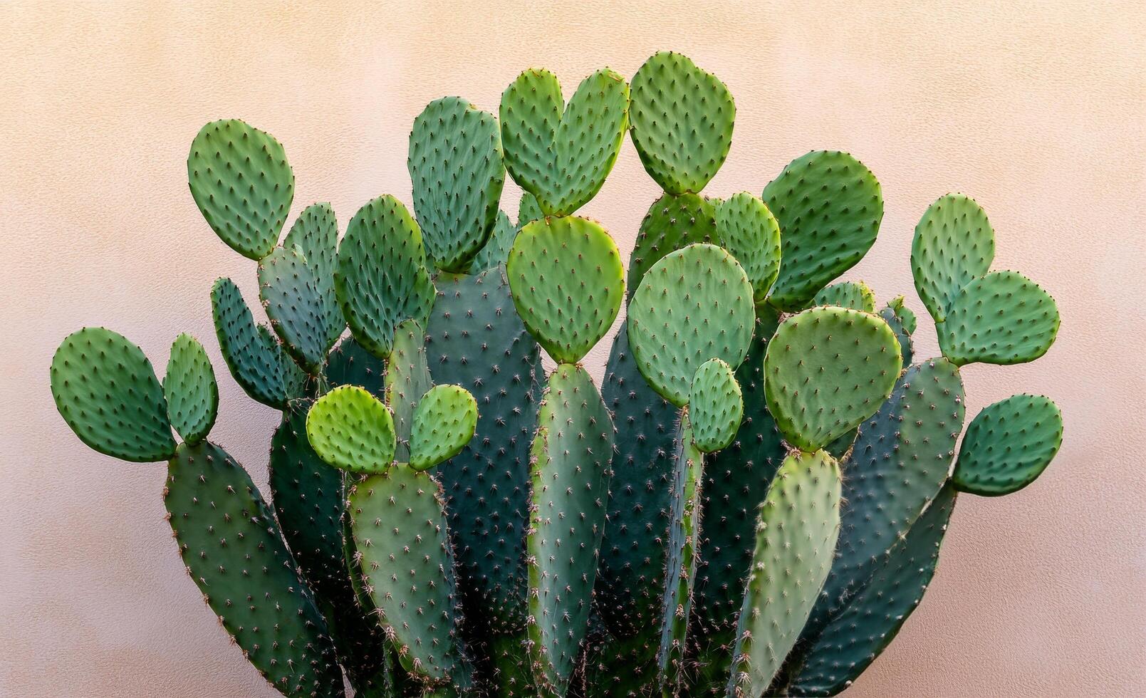 Prickly pear cactus with heart shaped pads thriving in a sunny garden setting photo