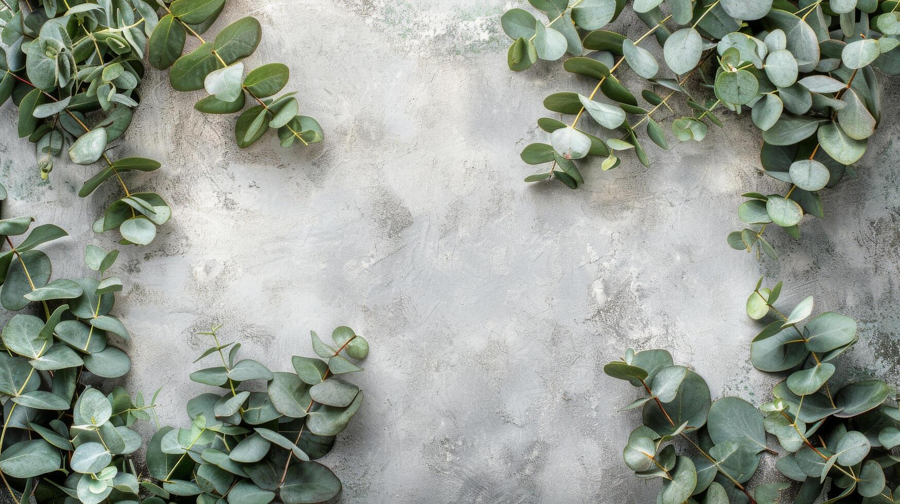 Eucalyptus leaves arranged on a soft textured background for a calming aesthetic photo