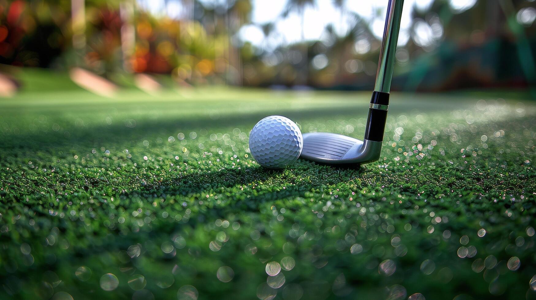 Golf Ball and Golf Club on the Green photo