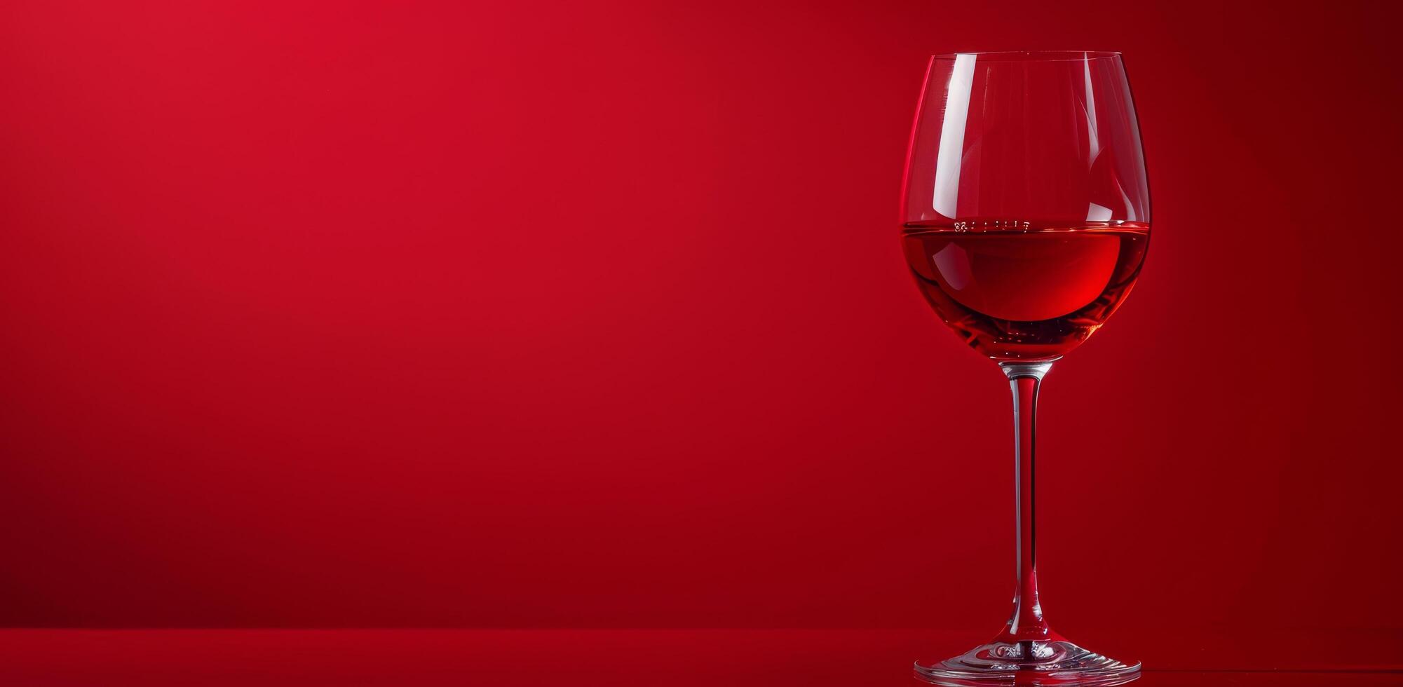 A Glass of Red Wine on a Red Background photo