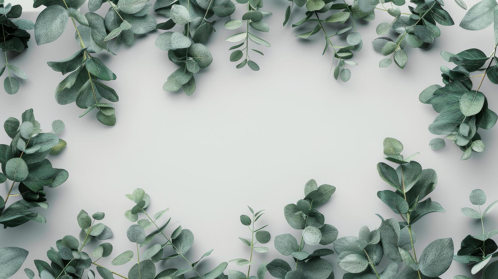 Eucalyptus leaves arranged on a soft textured background for a calming aesthetic photo