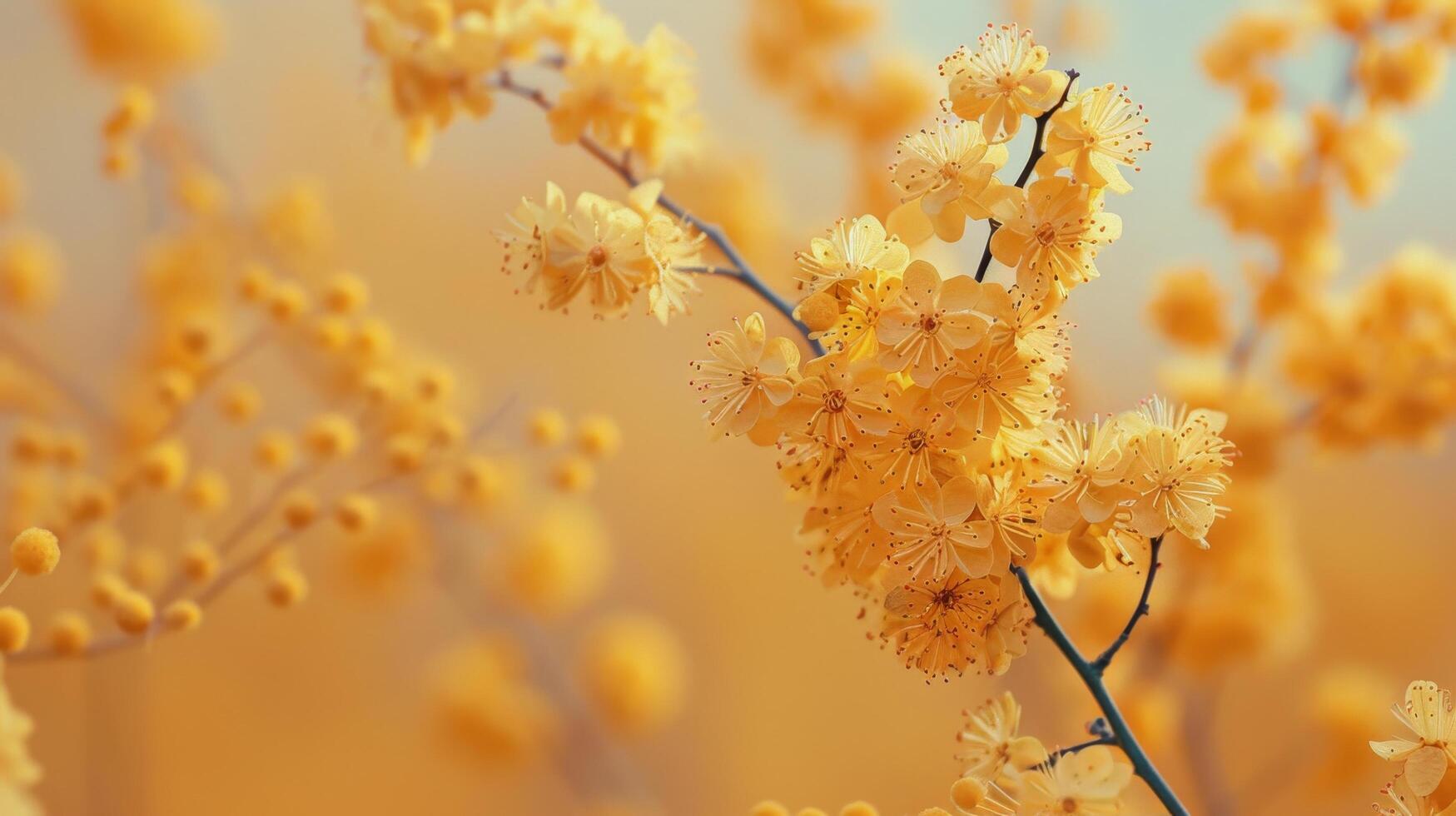 Vibrant blossoms in sunlight with a soft bokeh effect during a sunny afternoon in spring photo