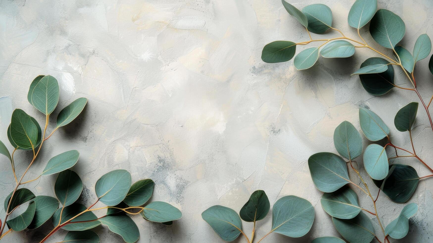 Eucalyptus leaves arranged on a soft textured background for a calming aesthetic photo