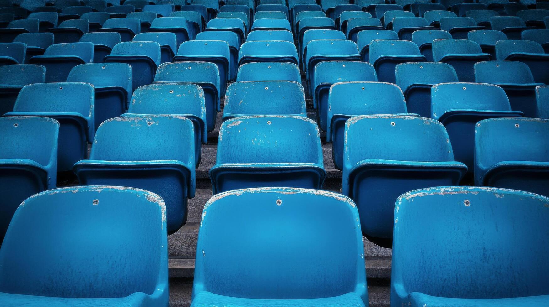 Blue stadium seats arranged in rows at a sports venue ready for upcoming event photo