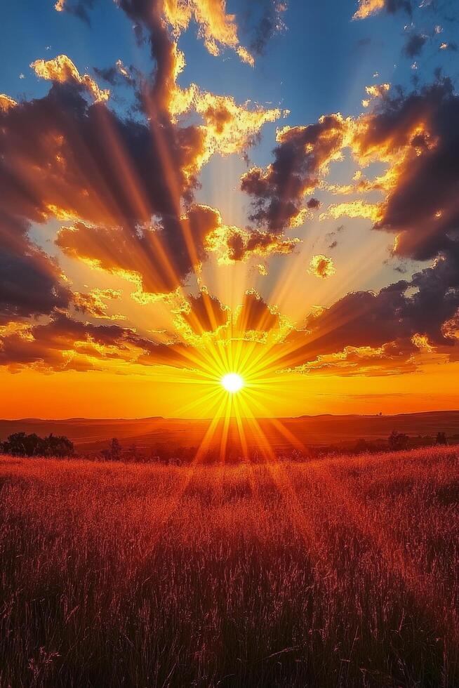 Golden sunrise illuminating clouds over a peaceful horizon at dawn photo