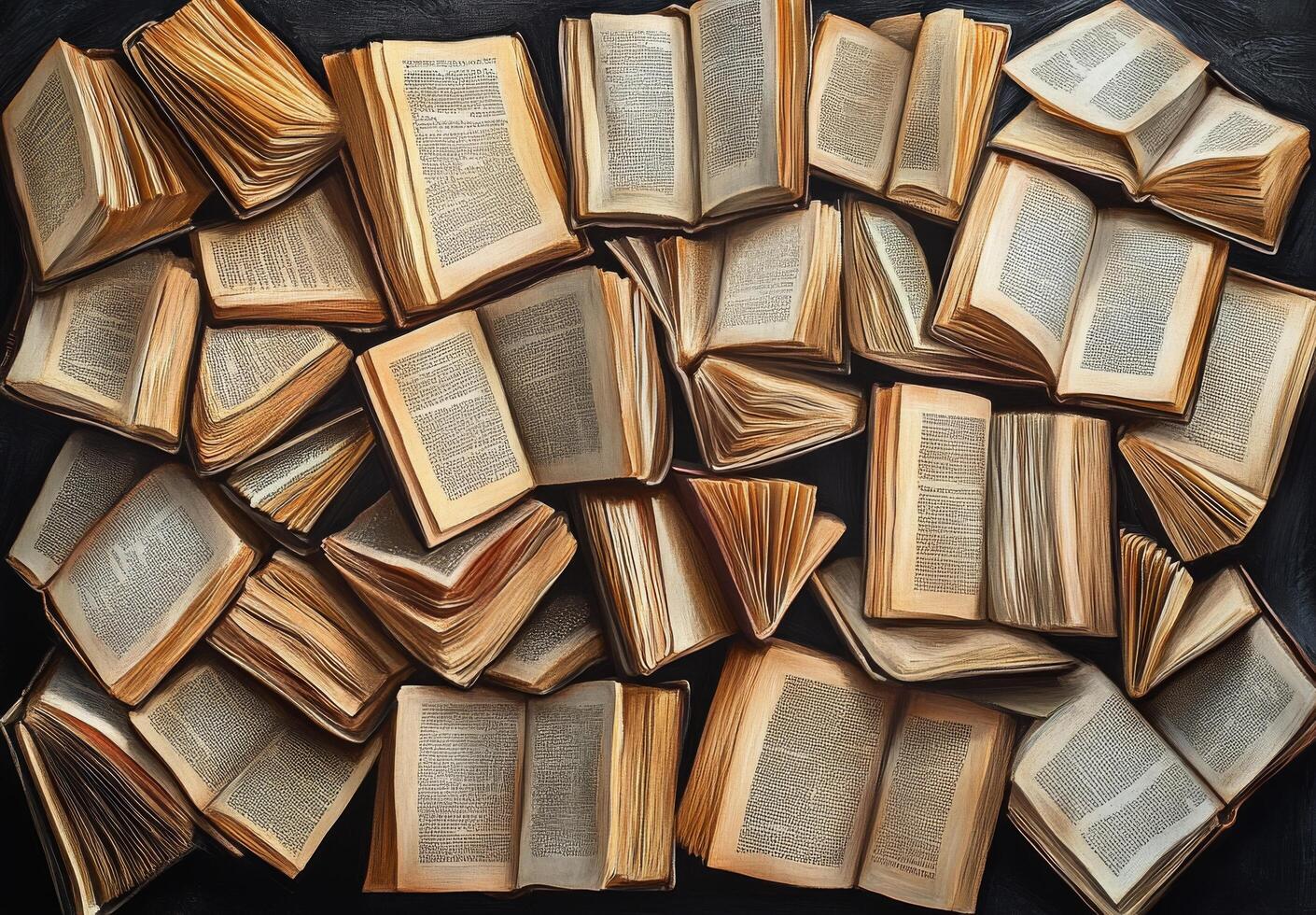 Artistic arrangement of open book pages forming intricate shapes in soft lighting photo