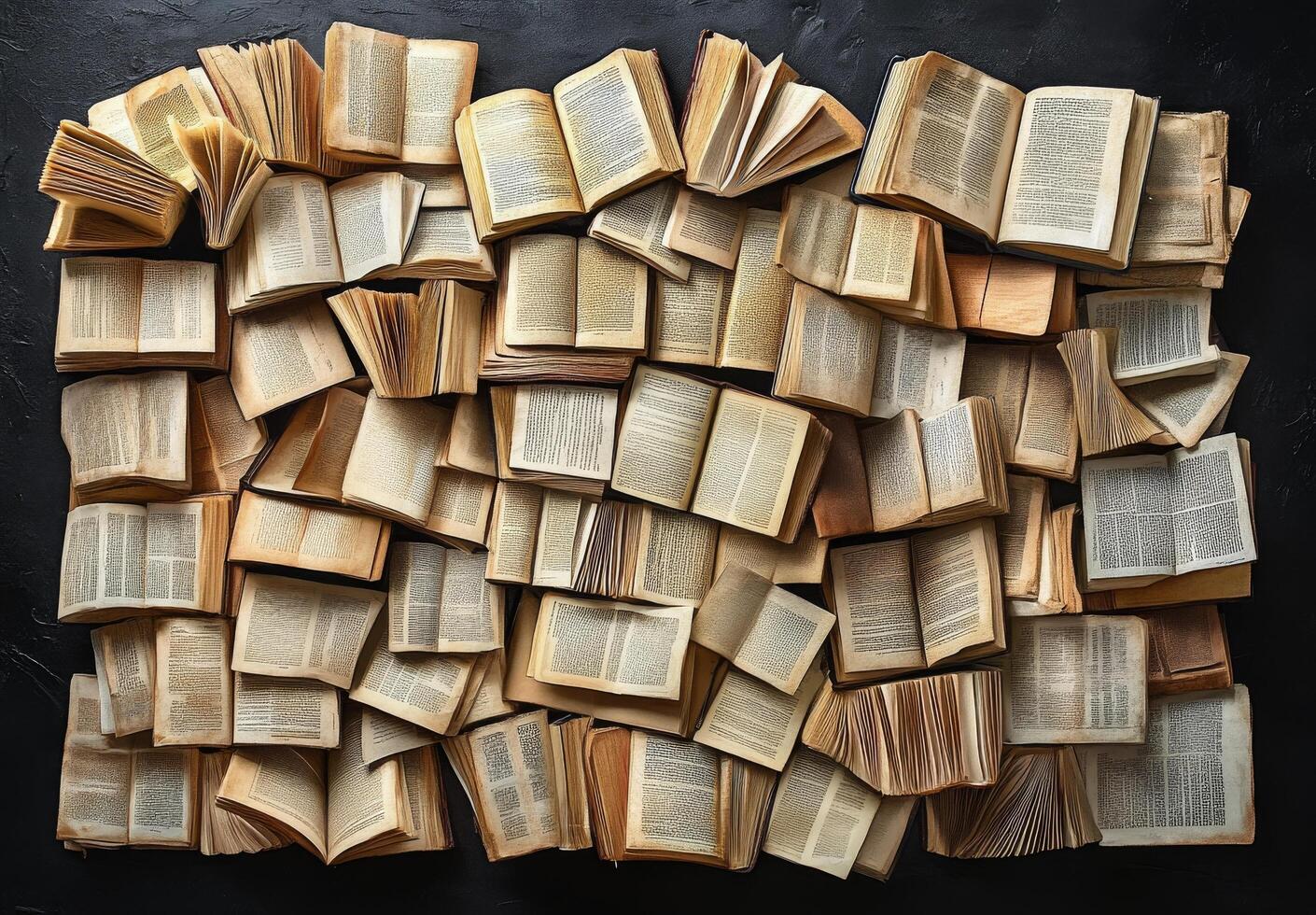 Artistic arrangement of open book pages forming intricate shapes in soft lighting photo
