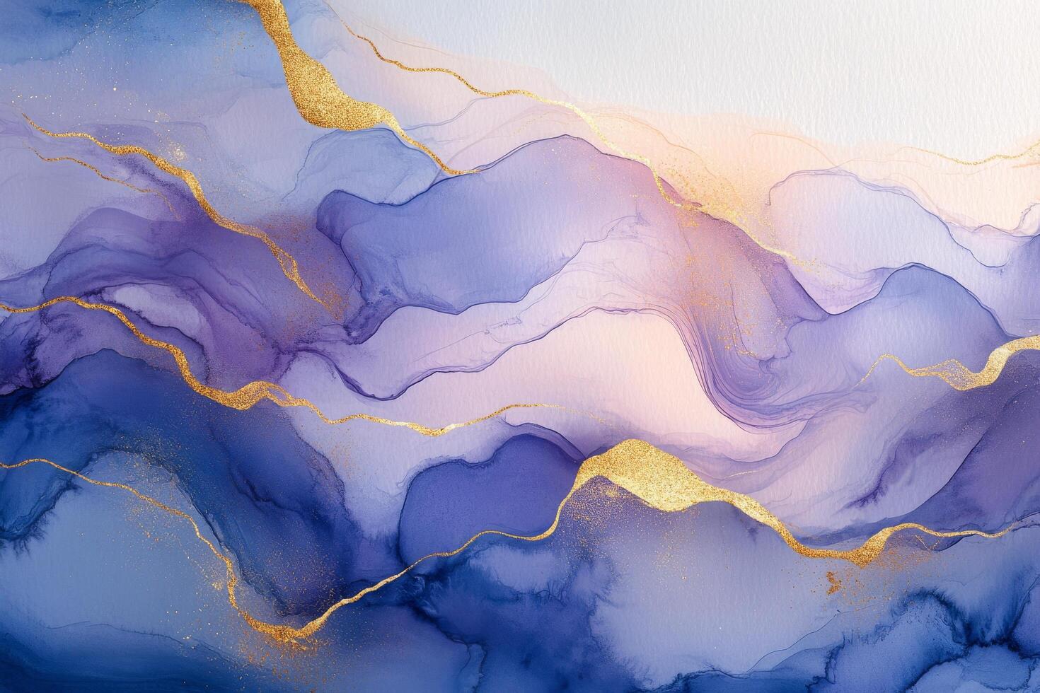 Elegant abstract artwork featuring soft purple hues with golden accents in flowing patterns photo