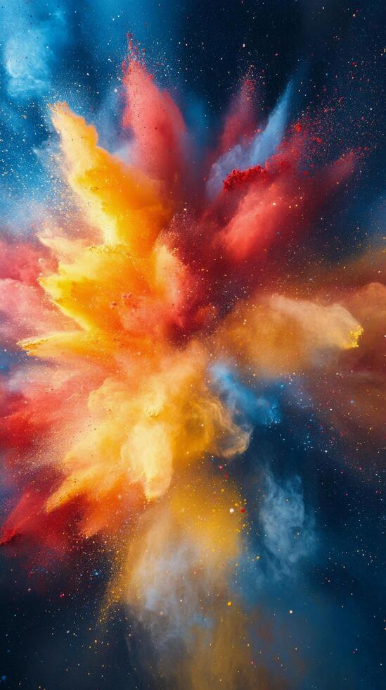 Vibrant explosion of colors creating a stunning abstract art display in a dark background photo