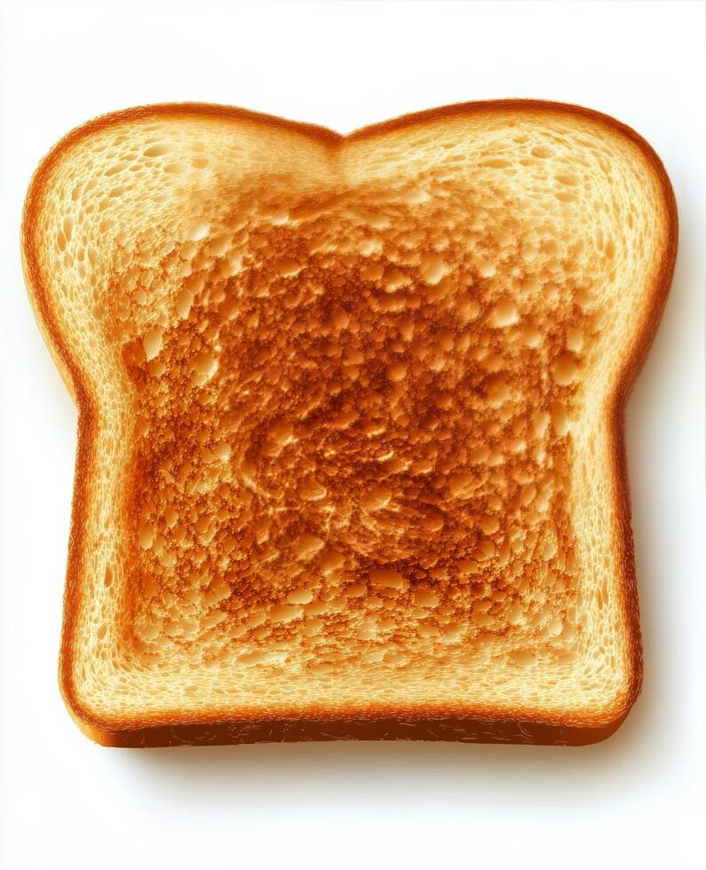 Toasted slice of bread with golden brown crust on a neutral background ready for toppings photo