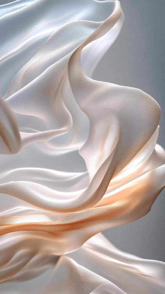 Soft white fabric texture with elegant folds and gentle draping in natural light photo