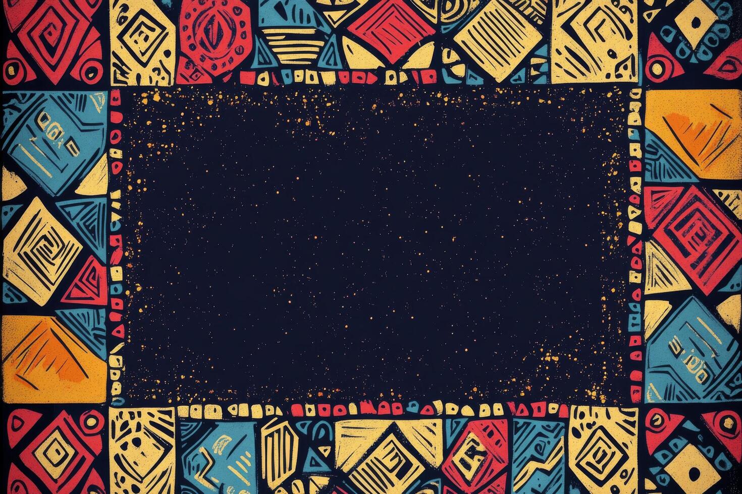 Colorful abstract border design showcasing vibrant patterns and shapes on a dark background photo