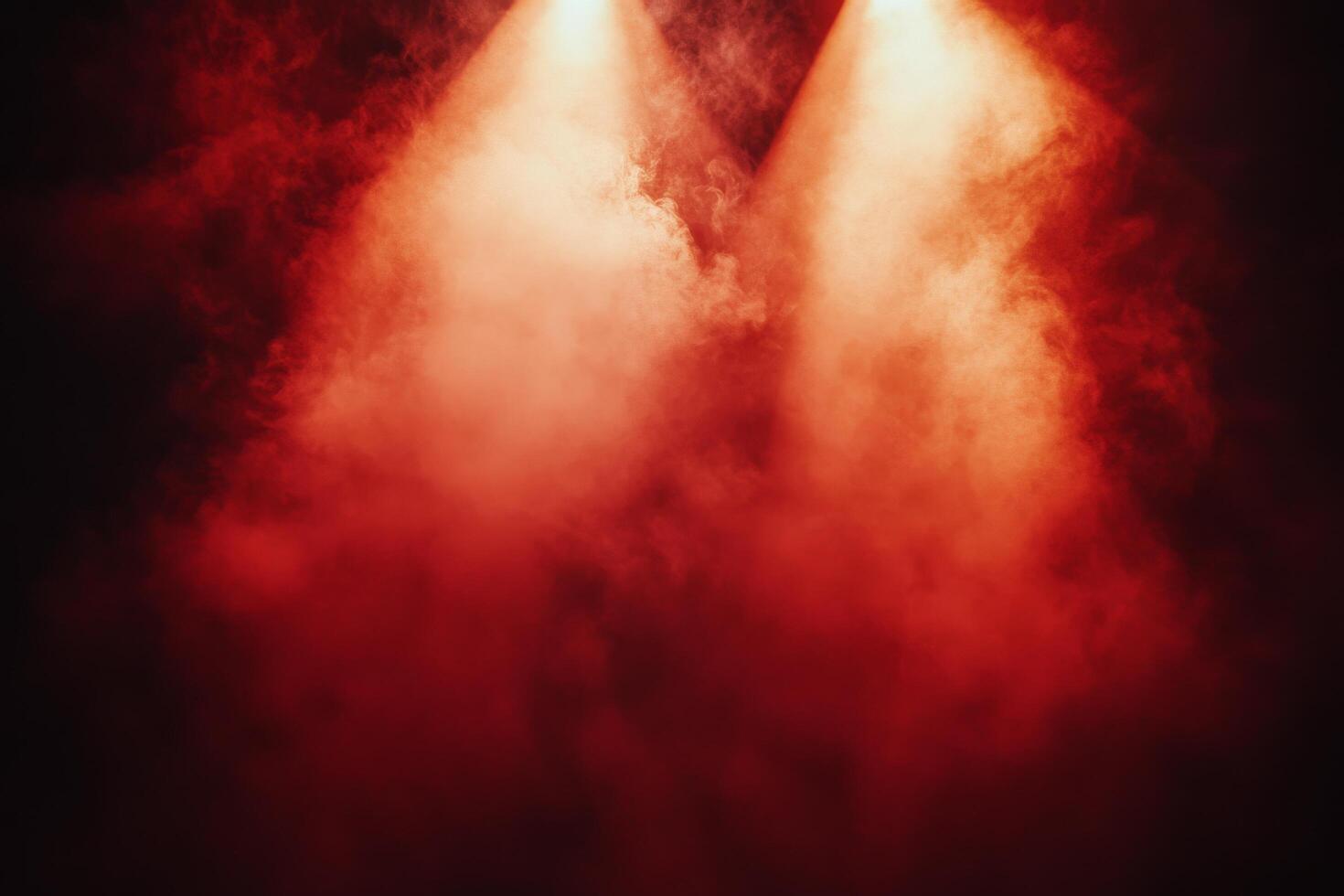 Bright red stage lights illuminate smoky atmosphere in a dramatic performance setting photo