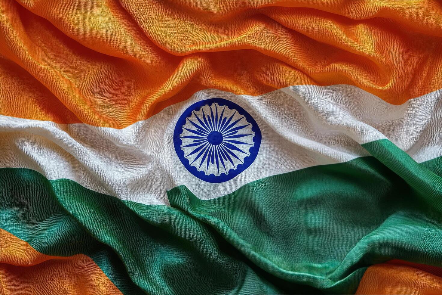 Indian flag with bright saffron, white, and green colors displayed during the day photo