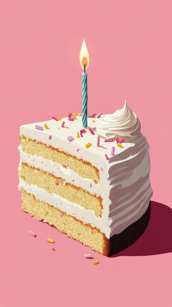 Deliciously layered chocolate cake with cherries on top set against a vibrant pink background photo