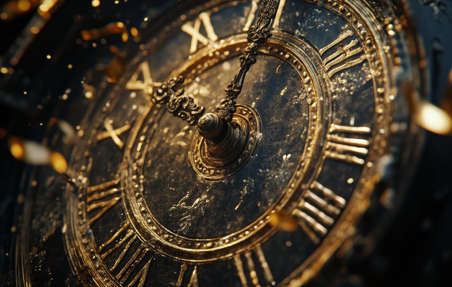 A close up view of an ornate vintage clock displaying intricate details and elegance photo