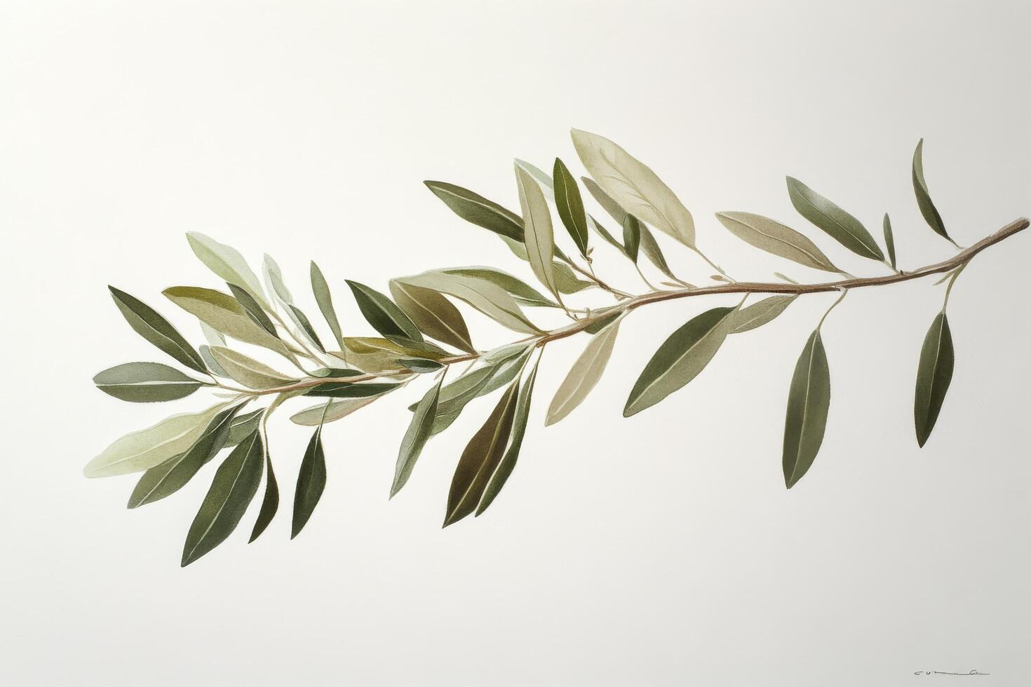 Shadows of a green leaf branch on a textured wall illuminated by soft sunlight indoors photo