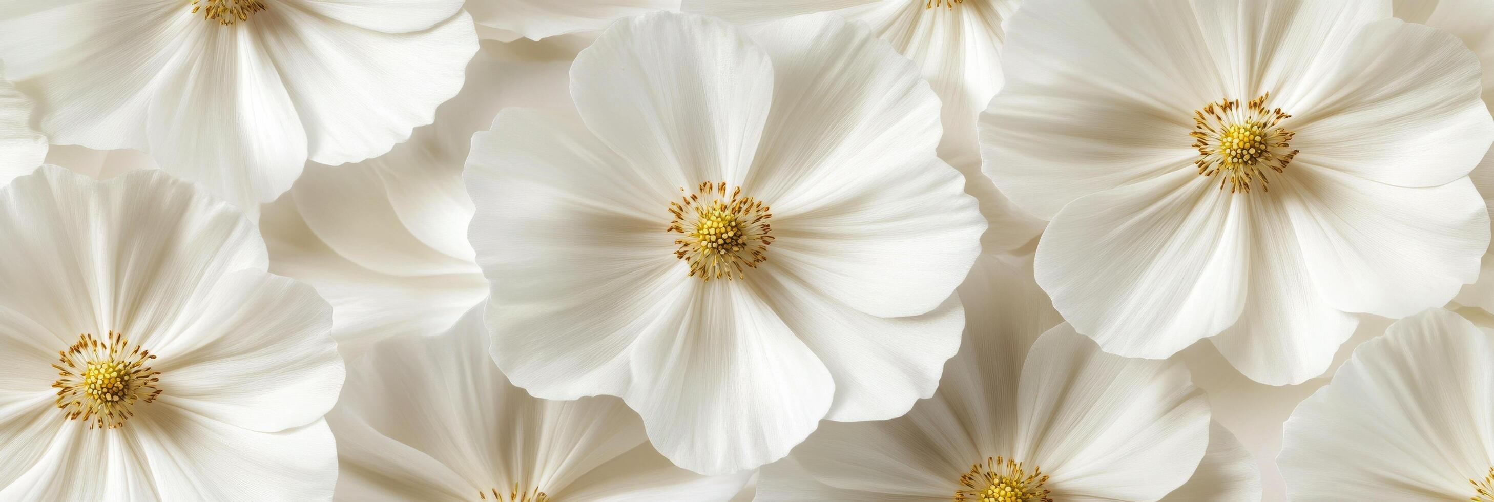 A detailed close up of delicate white flowers with golden centers perfect for spring decoration photo