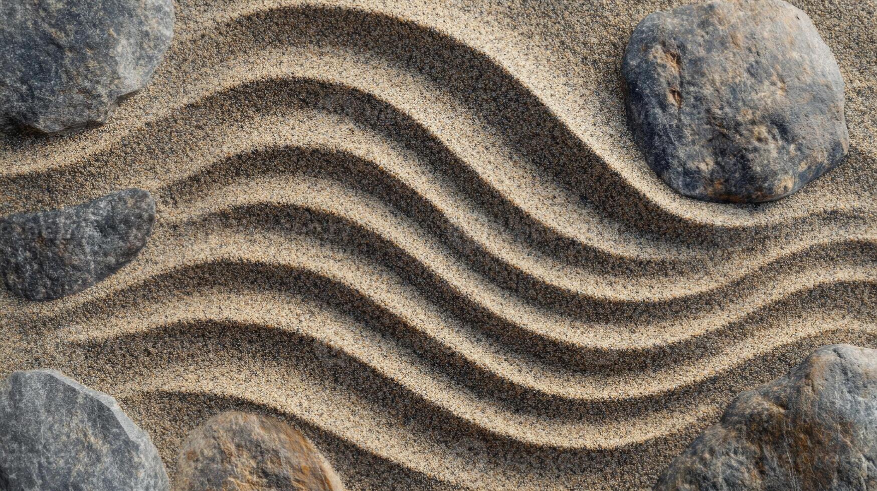 Sand Ripples and Stones in a Zen Garden photo