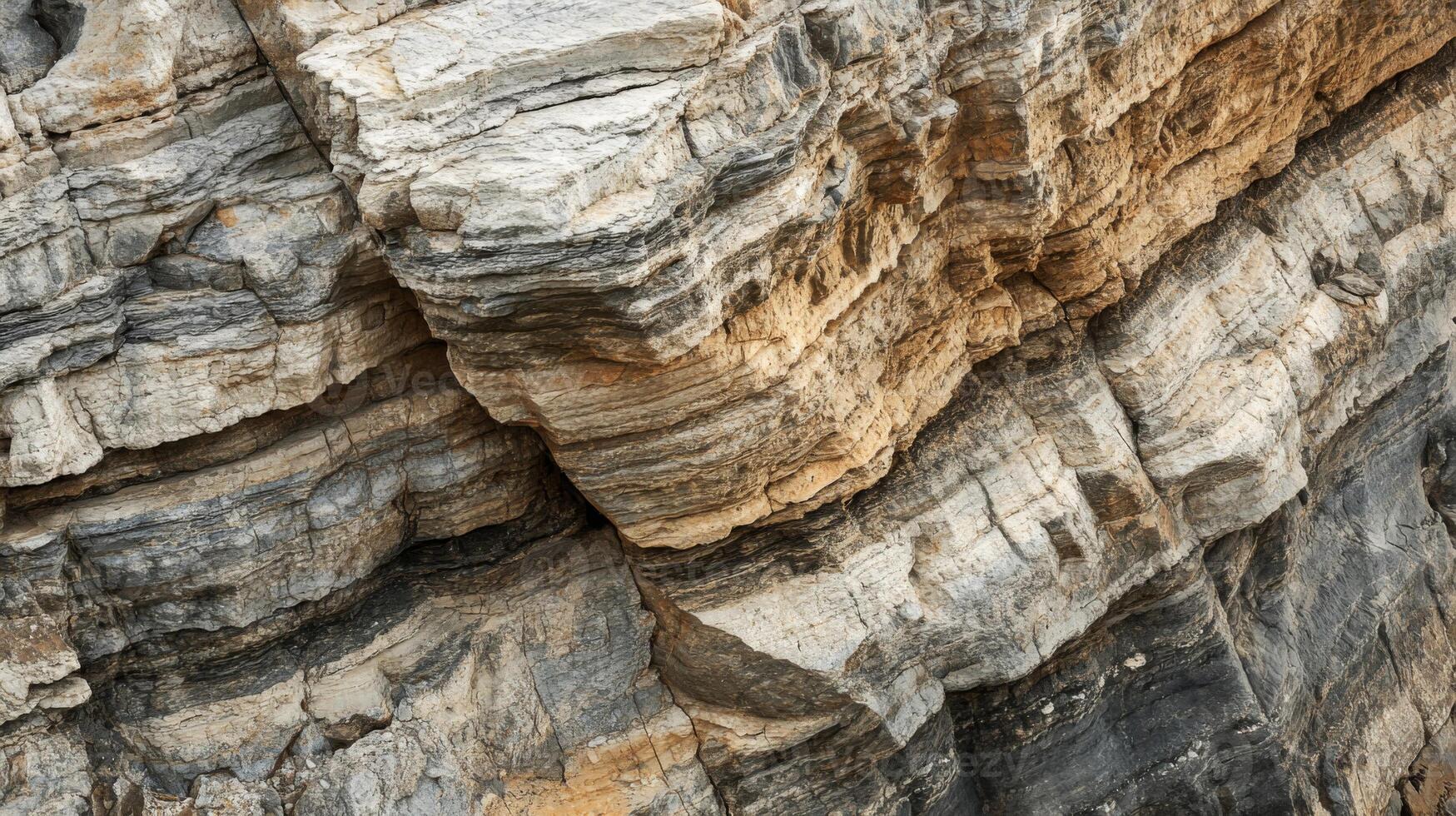 Close-up of Layered Rock Formation with Natural Texture photo