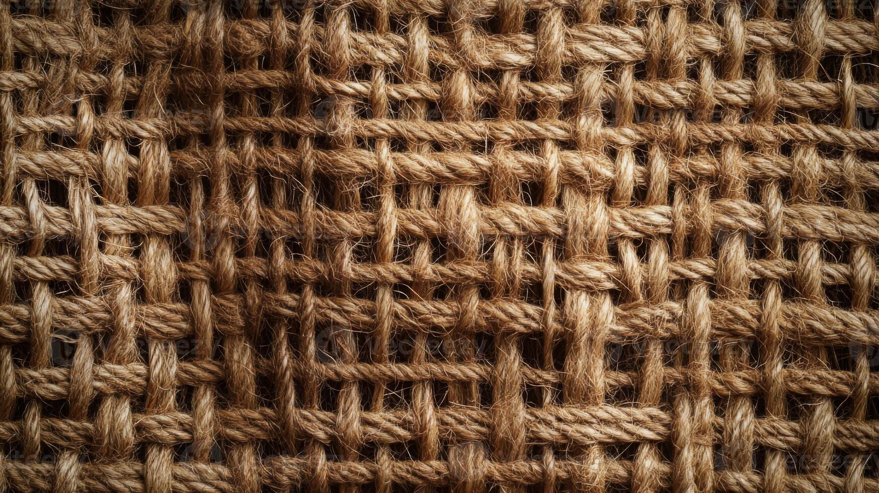 Close-up of Interwoven Brown Twine Creating a Textured Fabric photo