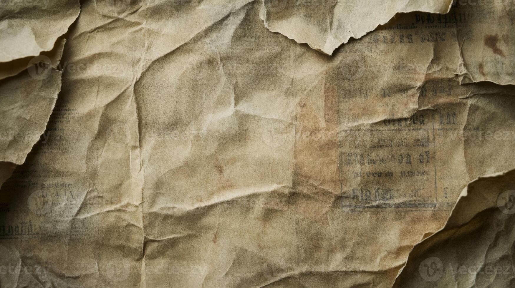 Crumpled and Torn Paper with Unreadable Text photo