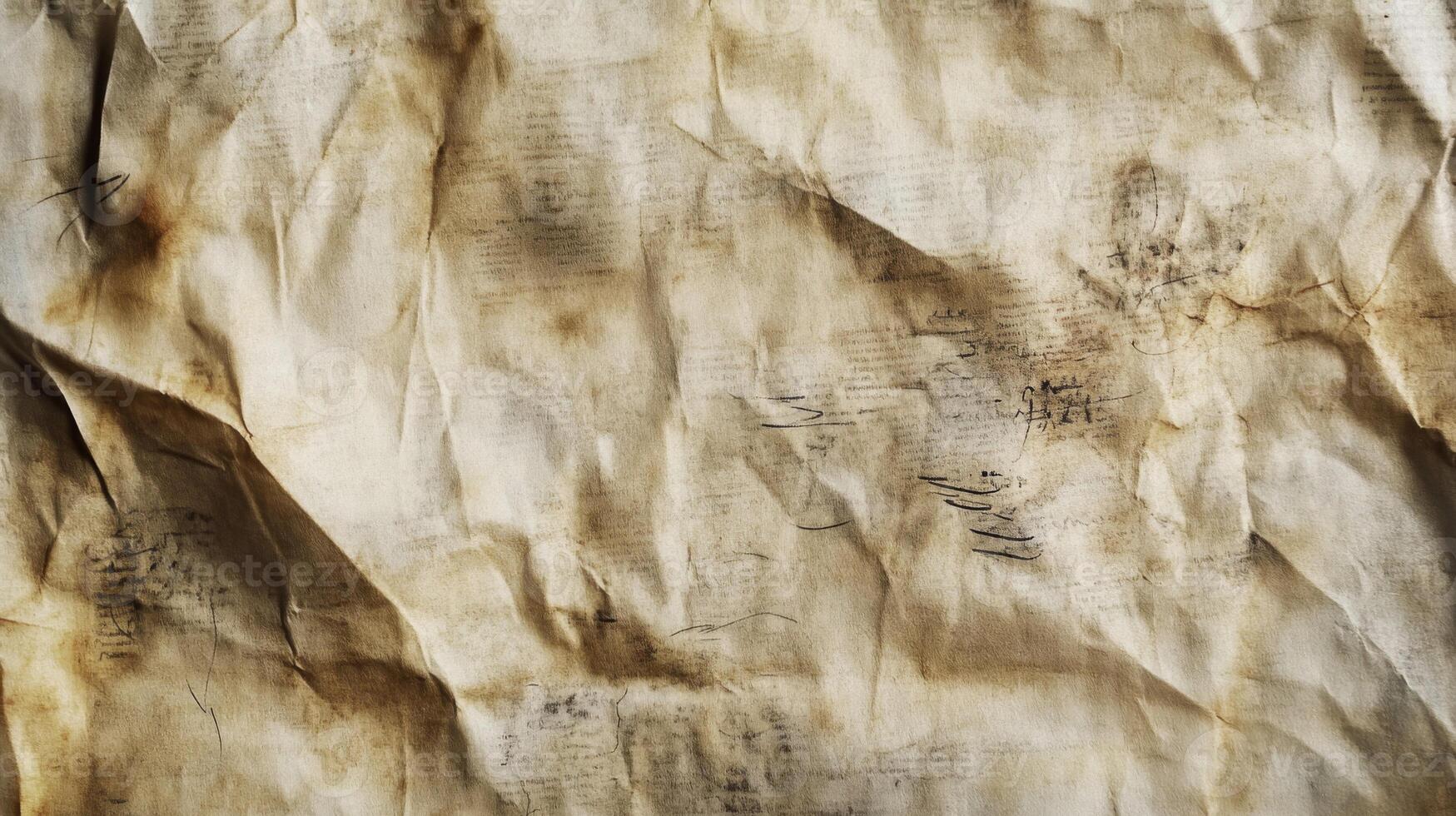 A Close-up of a Crumpled and Stained Parchment Paper photo