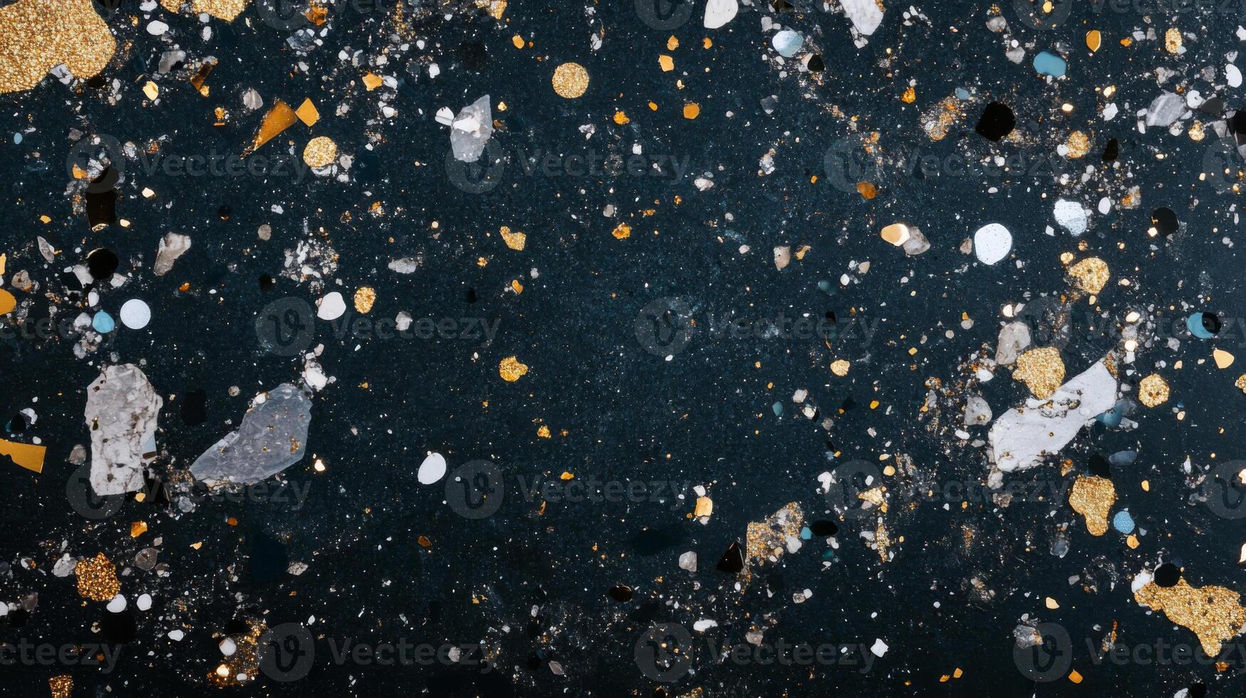 Abstract Gold and Silver Speckled Dark Blue Surface photo