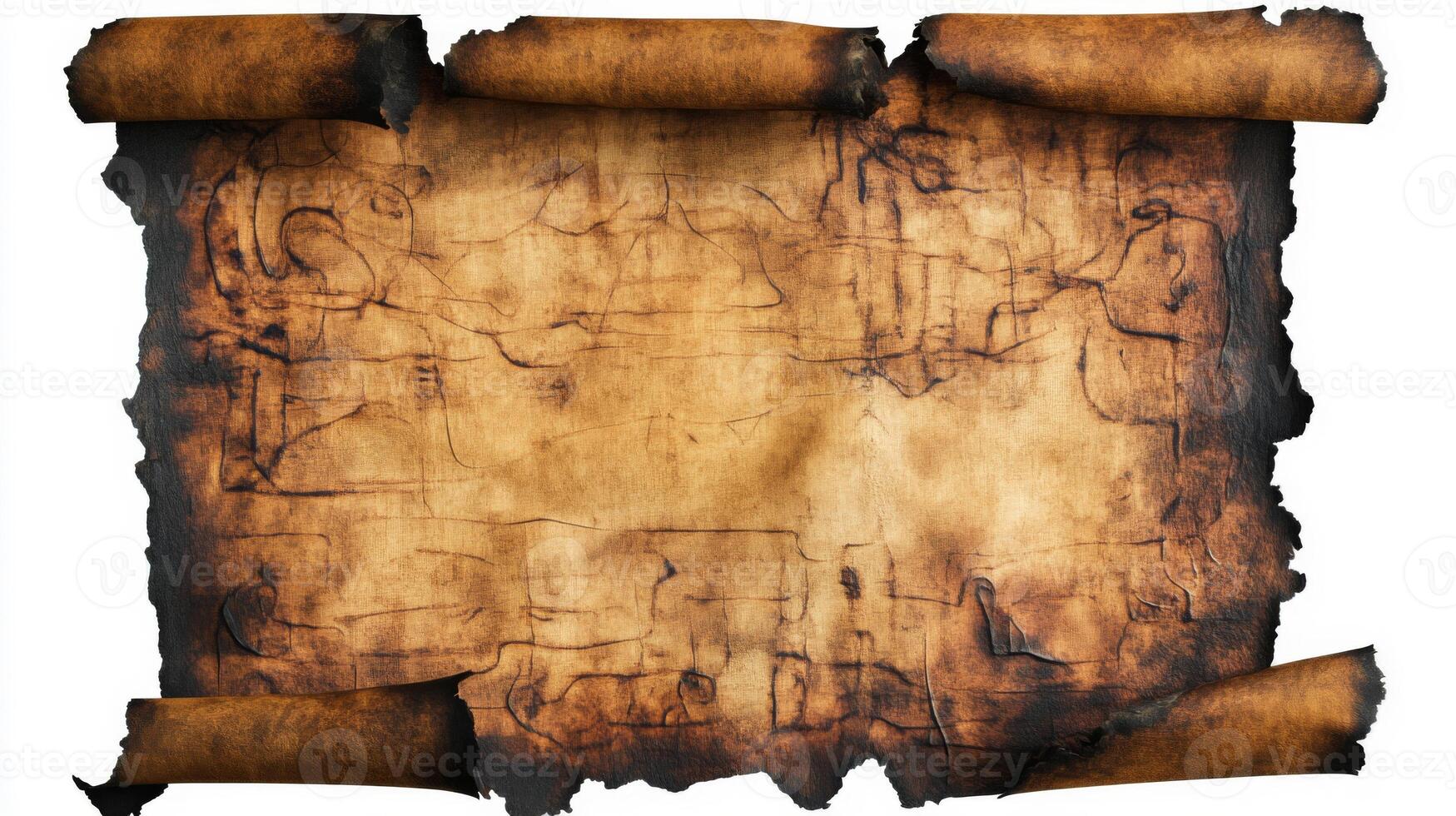 Burned and Rolled Parchment Paper with Jagged Edges photo