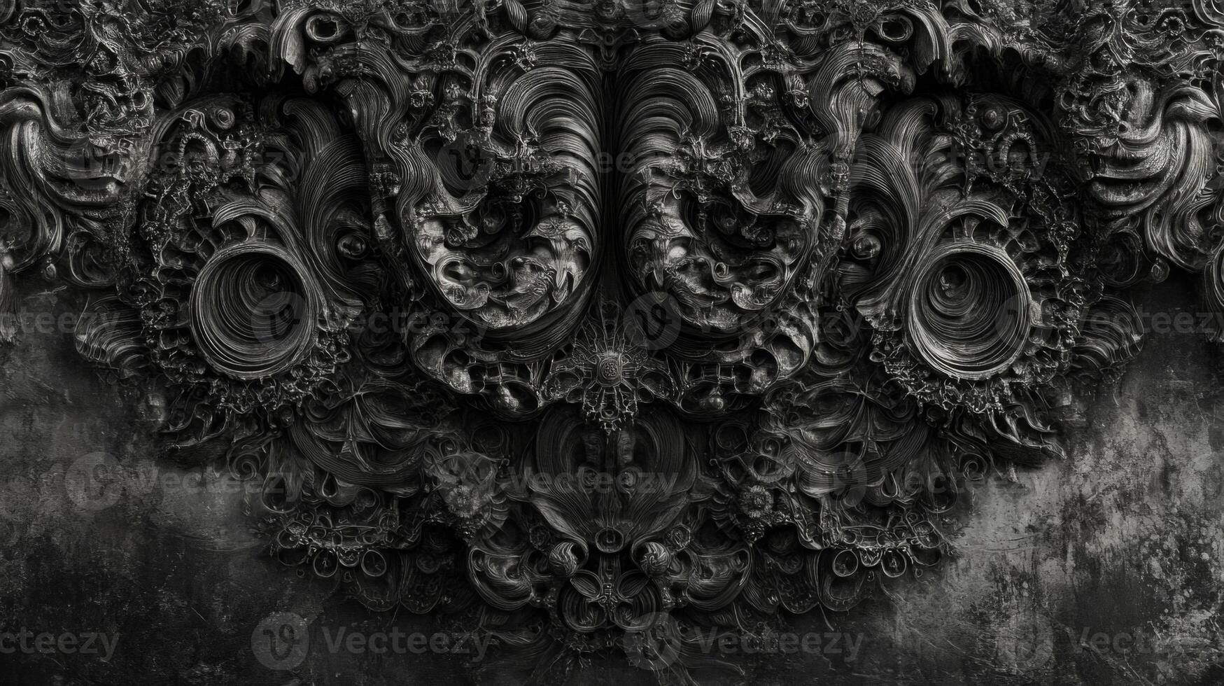 Intricate Black and White 3D Ornate Design photo