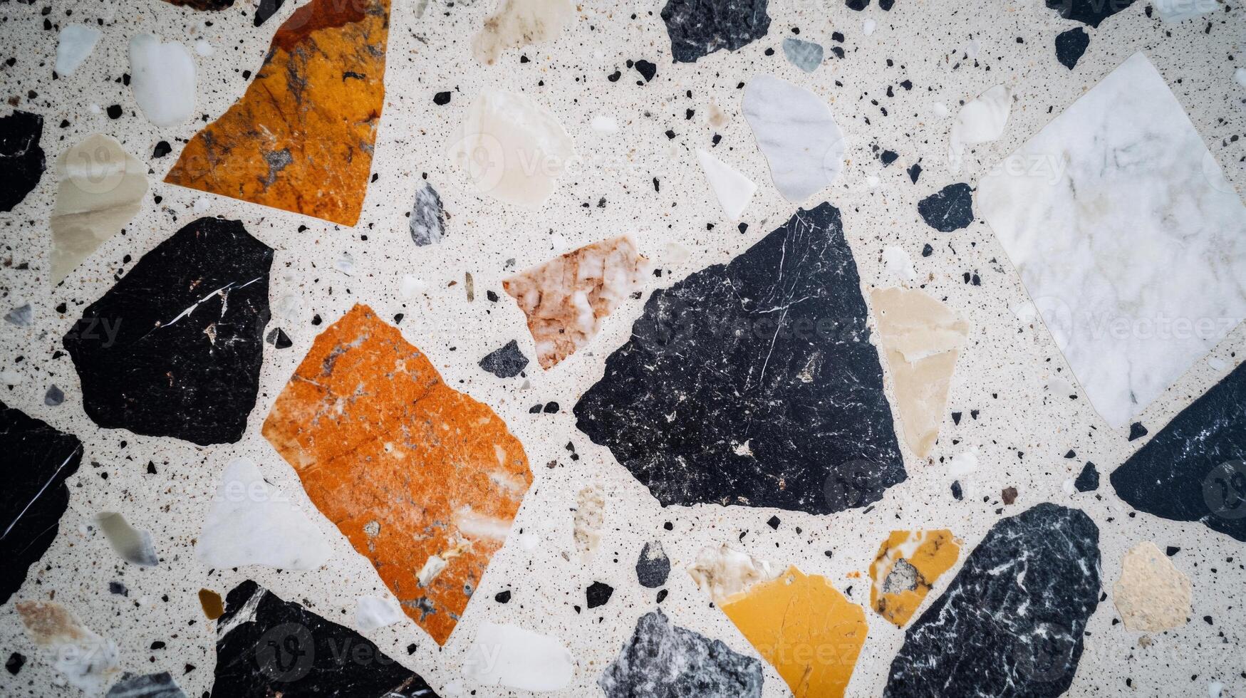 Close-up of Terrazzo Flooring with Irregular Stone Inlays photo